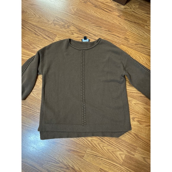 Sisters Brown Knit Sweater Medium Crew Neck Long Sleeve Stitch Detail, Preowned - Picture 1 of 5